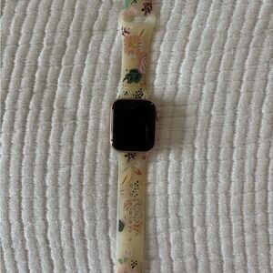 Apple Smartwatch with Floral Cream Band